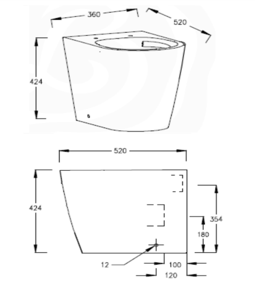 Zaff Back To Wall Rimless Pan & Seat