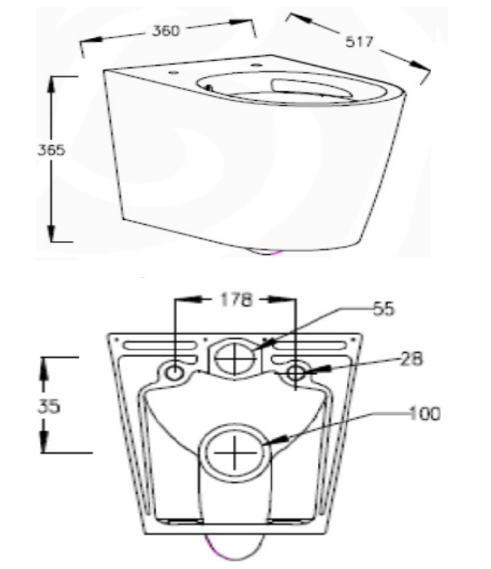 Zaff Wall Hung Rimless Pan & Seat