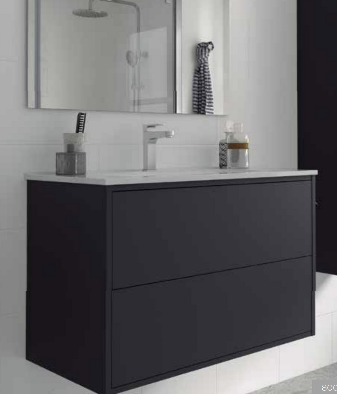 1200 Double Black Vanity Unit Matt Black